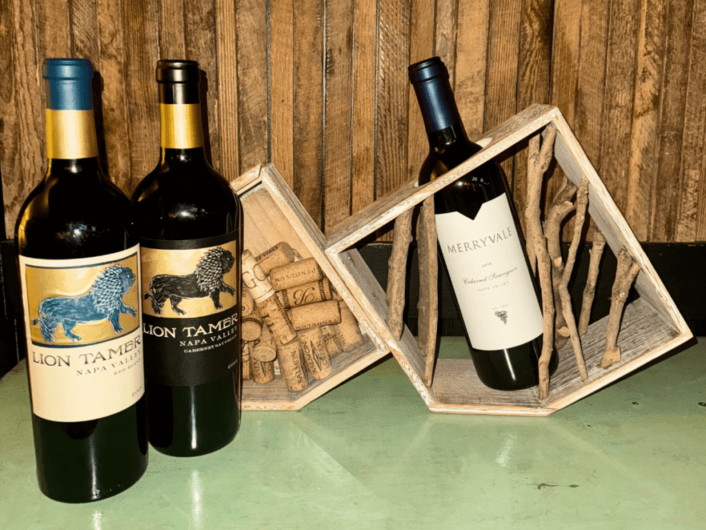 Lion Tamers wine bottles at Seasons Innovative Bar & Grille.