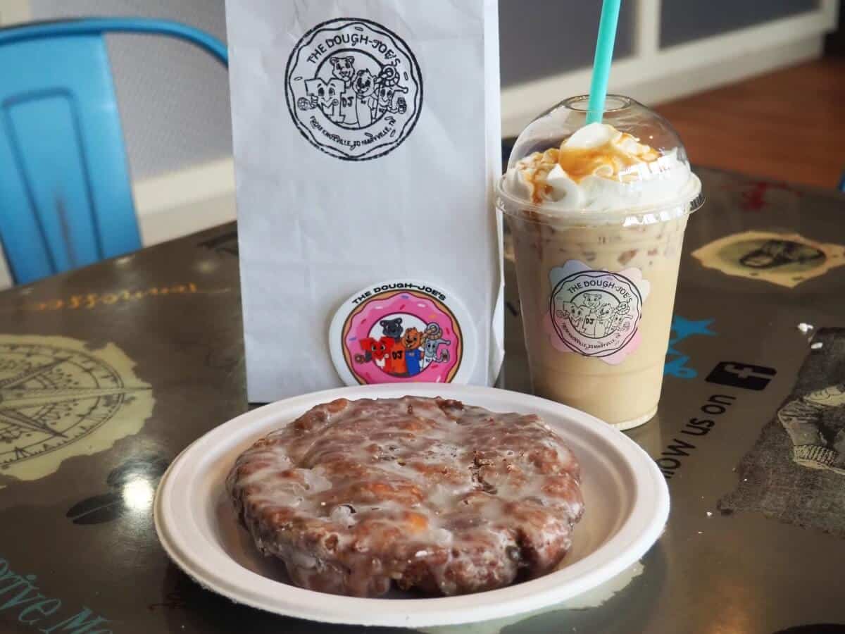 iced caramel latte and blueberry fritter from Admiral's Dough Joe in Knoxville, TN