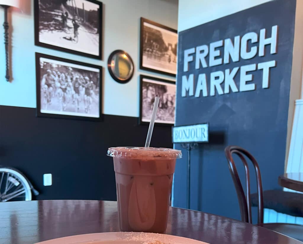 A coffee at French Market Creperie, an authentic French crêpe restaurant near Farragut.